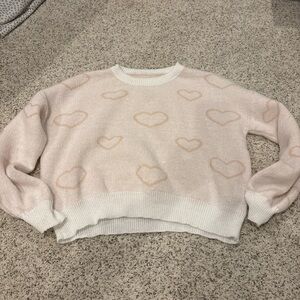 SHEIN Pink Heart Pattern Sweater